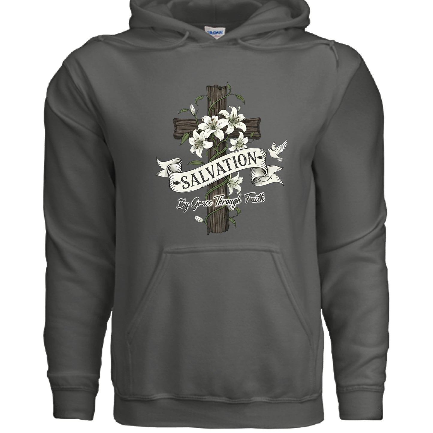 Salvation By Grace Christian Hoodie CHARCOAL Salvation Clothing and Accessories Apparel
