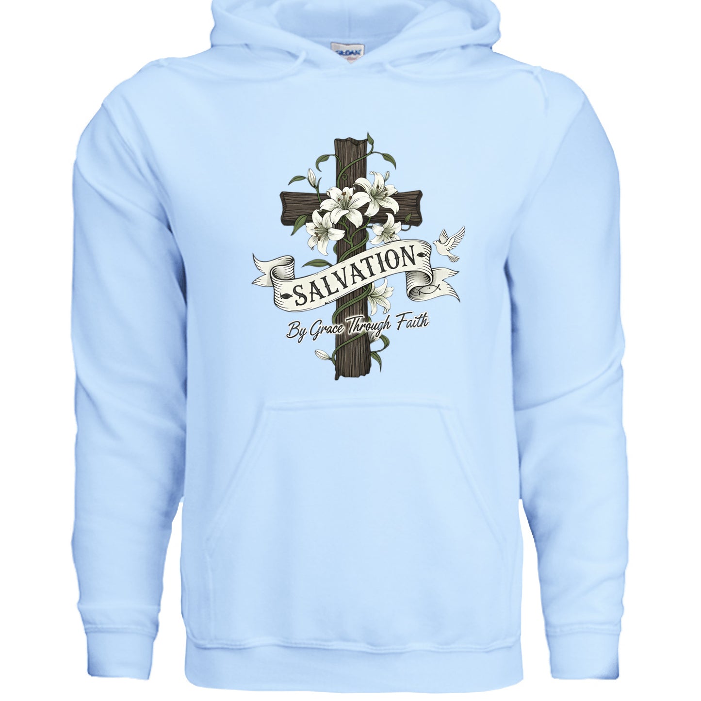 Salvation By Grace Christian Hoodie LIGHT BLUE Salvation Clothing and Accessories Apparel