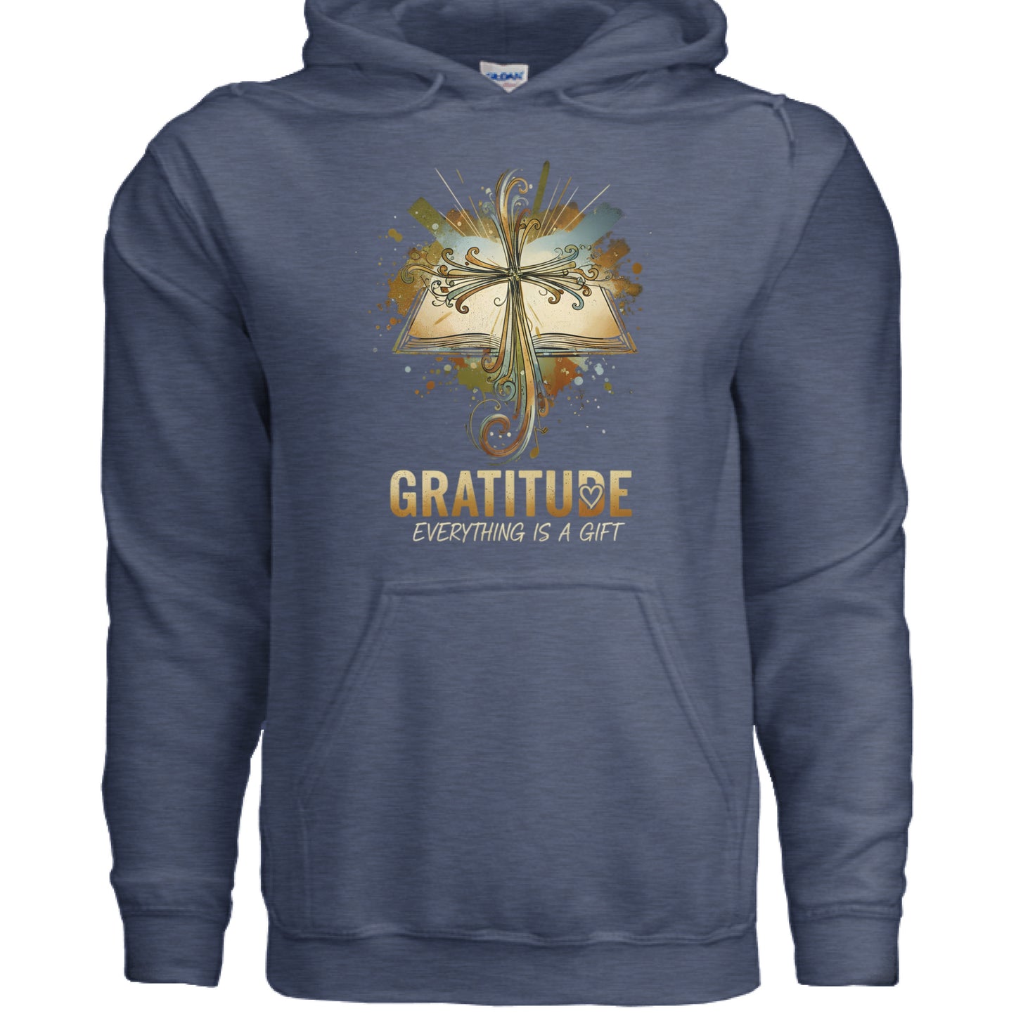 Gratitude Faith Hoodie (Brandon Lake inspired) Heather Sport Dark Navy Salvation Clothing and Accessories Apparel