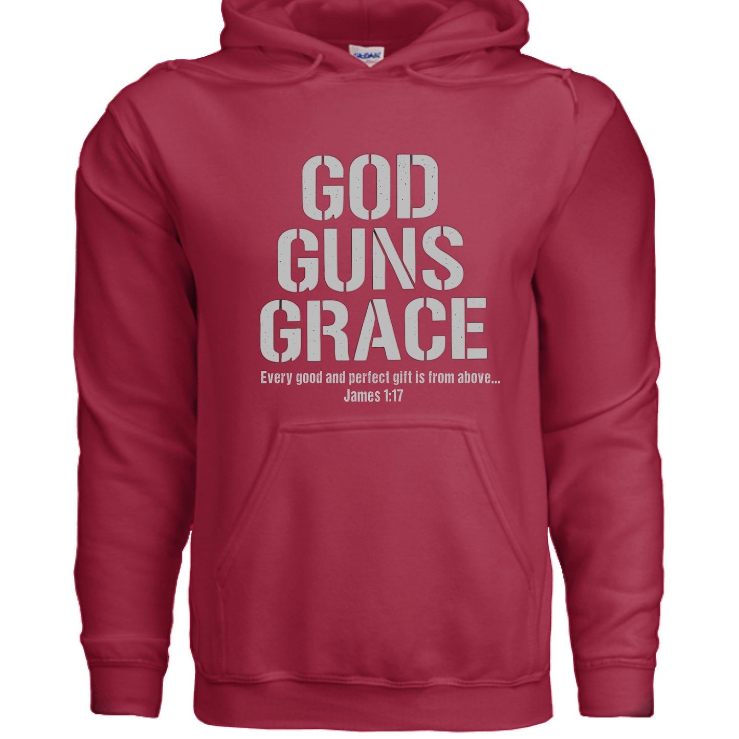 God Guns Grace Faith Hoodie CHERRY RED Salvation Clothing and Accessories Apparel
