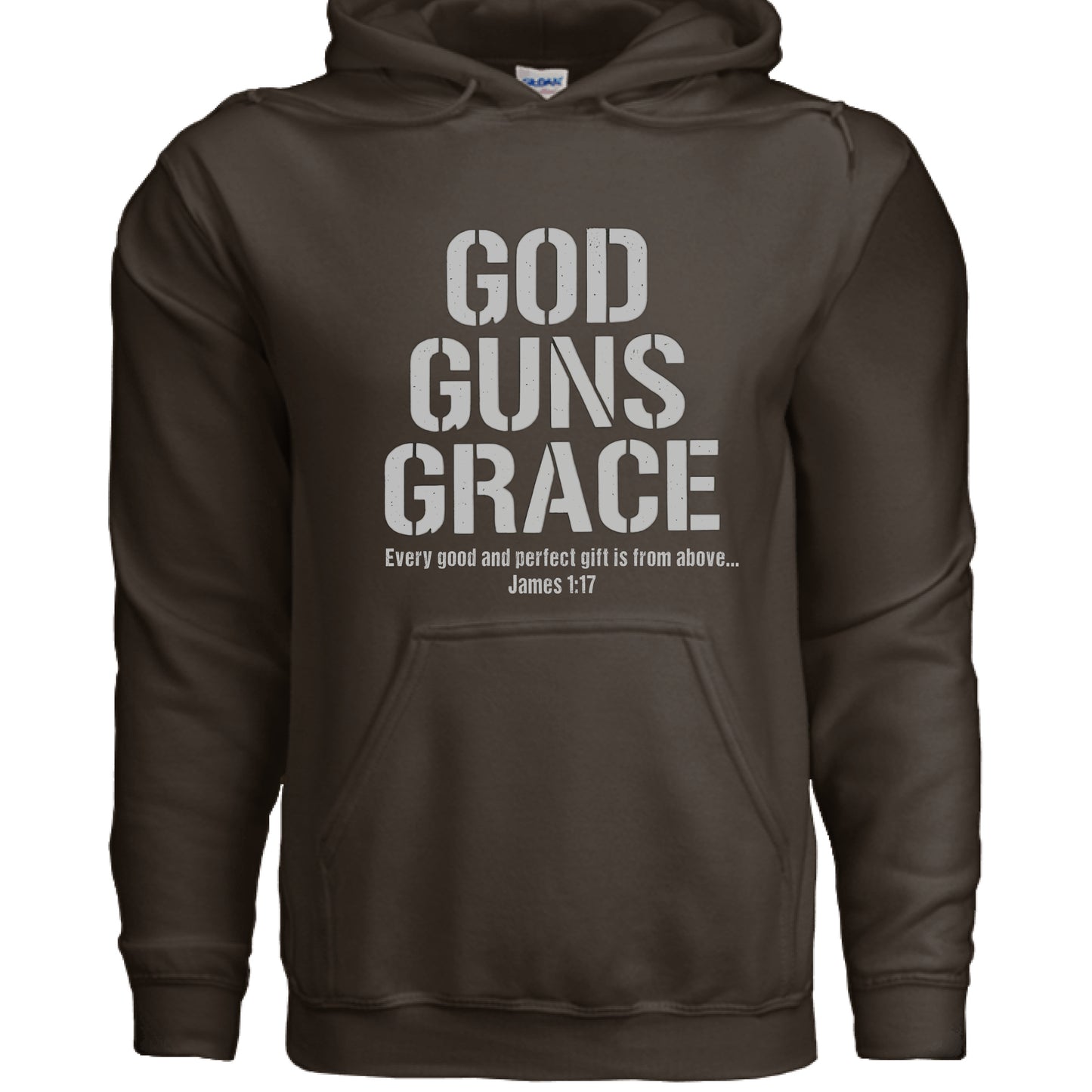 God Guns Grace Faith Hoodie DARK CHOCOLATE Salvation Clothing and Accessories Apparel