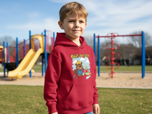 Built on Faith Christian Toddler Hoodie Red Salvation Clothing and Accessories Apparel