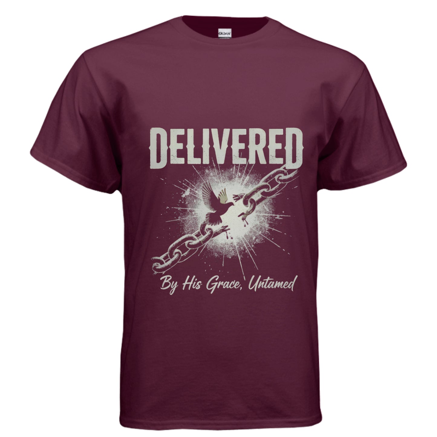 Delivered Faith T-Shirt MAROON Salvation Clothing and Accessories Apparel