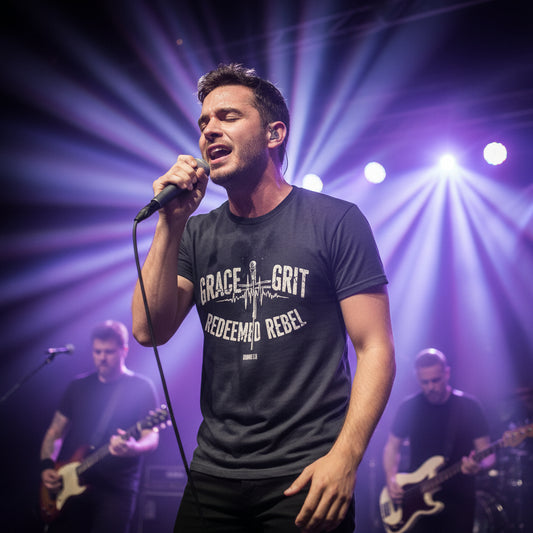 Grace and Grit Christian T-Shirt (Rock-n-Roll Inspired) BLACK Salvation Clothing and Accessories Apparel