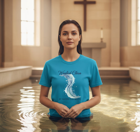 Washed Clean Faith T-Shirt (Baptism) SAPPHIRE Salvation Clothing and Accessories Apparel