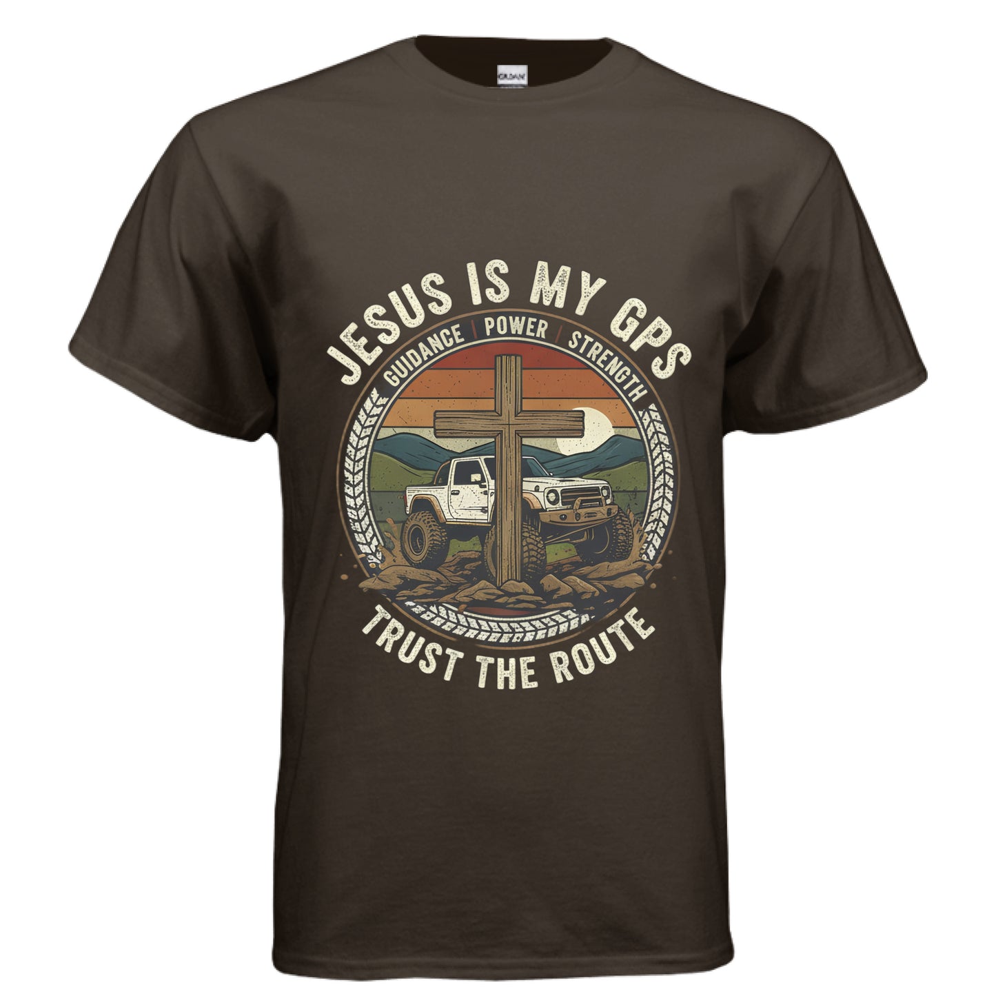 Jesus is my GPS Faith T-Shirt DARK CHOCOLATE Salvation Clothing and Accessories Apparel