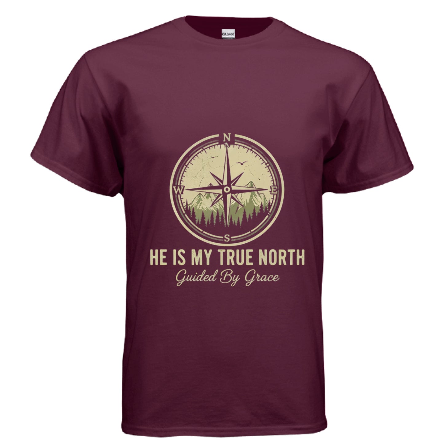 He is My True North Faith T-Shirt MAROON Salvation Clothing and Accessories Apparel