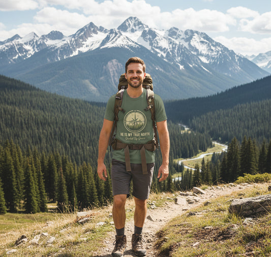 He is My True North Faith T-Shirt MILITARY GREEN Salvation Clothing and Accessories Apparel