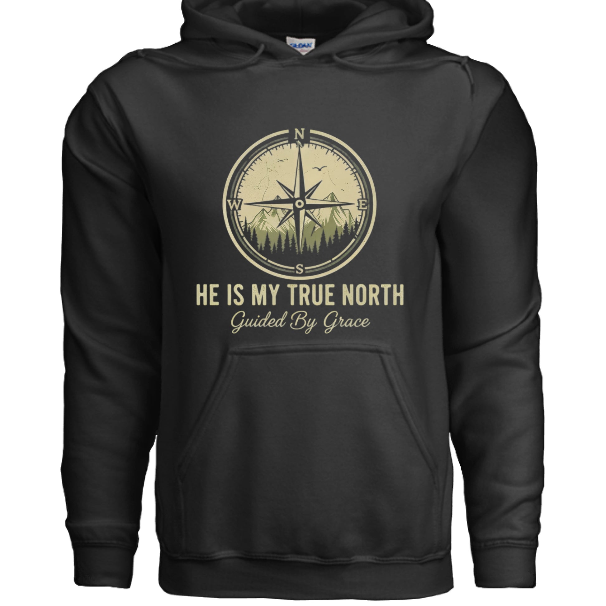 He is my True North Christian Hoodie BLACK Salvation Clothing and Accessories Apparel