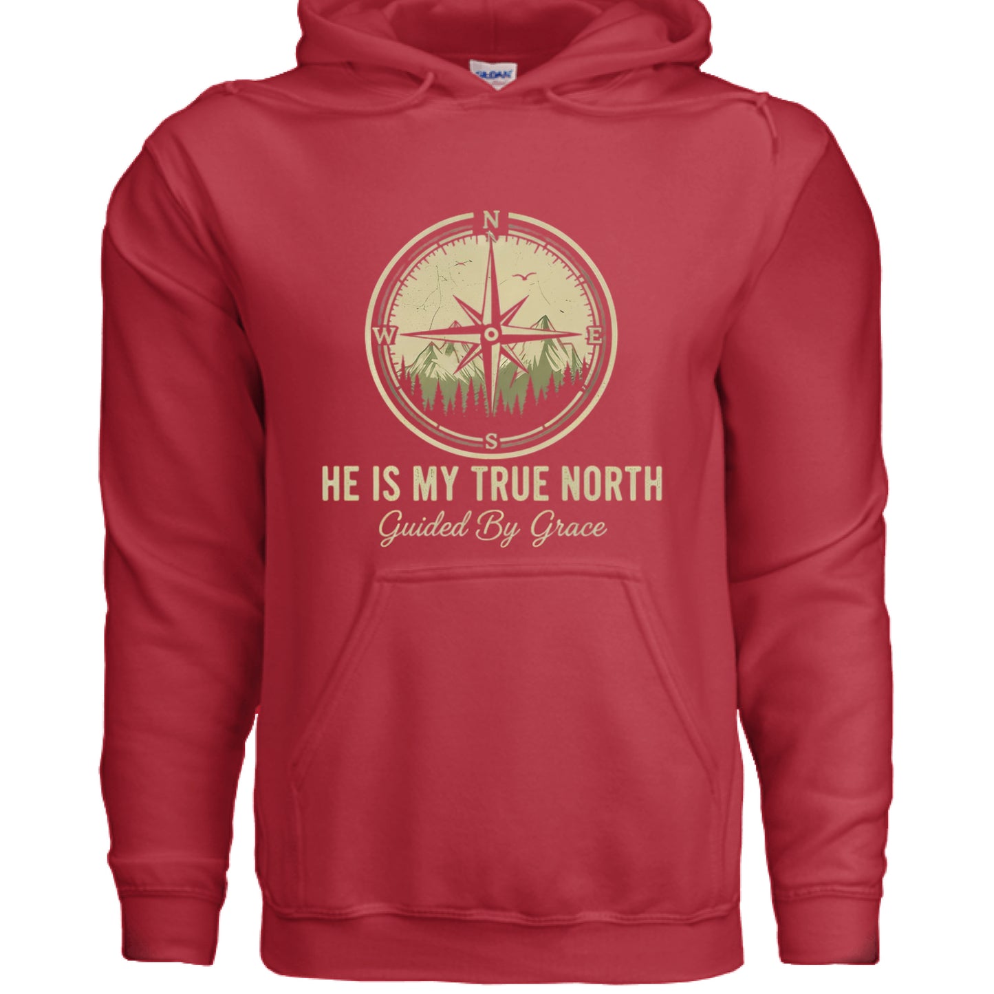He is my True North Christian Hoodie RED Salvation Clothing and Accessories Apparel