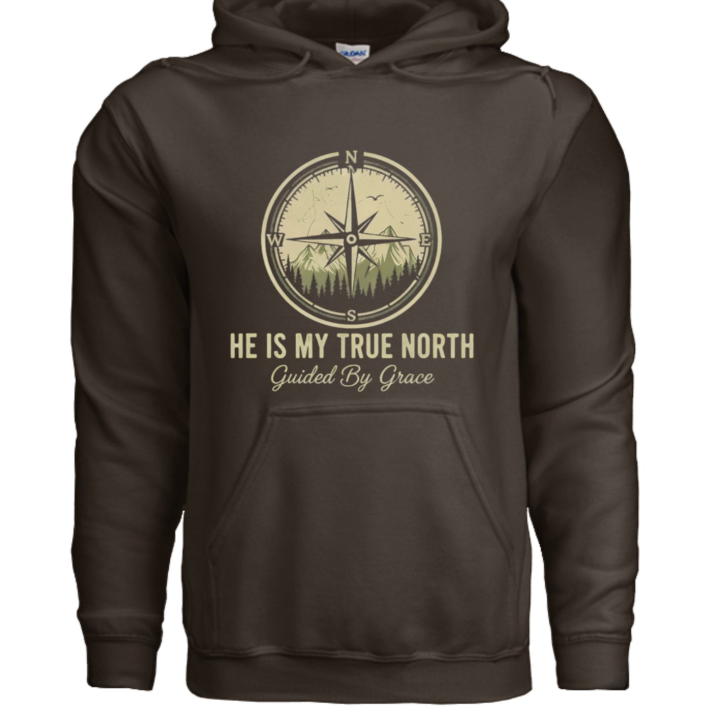 He is my True North Christian Hoodie DARK CHOCOLATE Salvation Clothing and Accessories Apparel