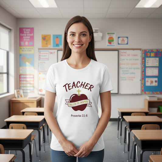 Teacher Called to Inspire Proverbs 22:6 Christian T-Shirt Salvation Clothing and Accessories Apparel
