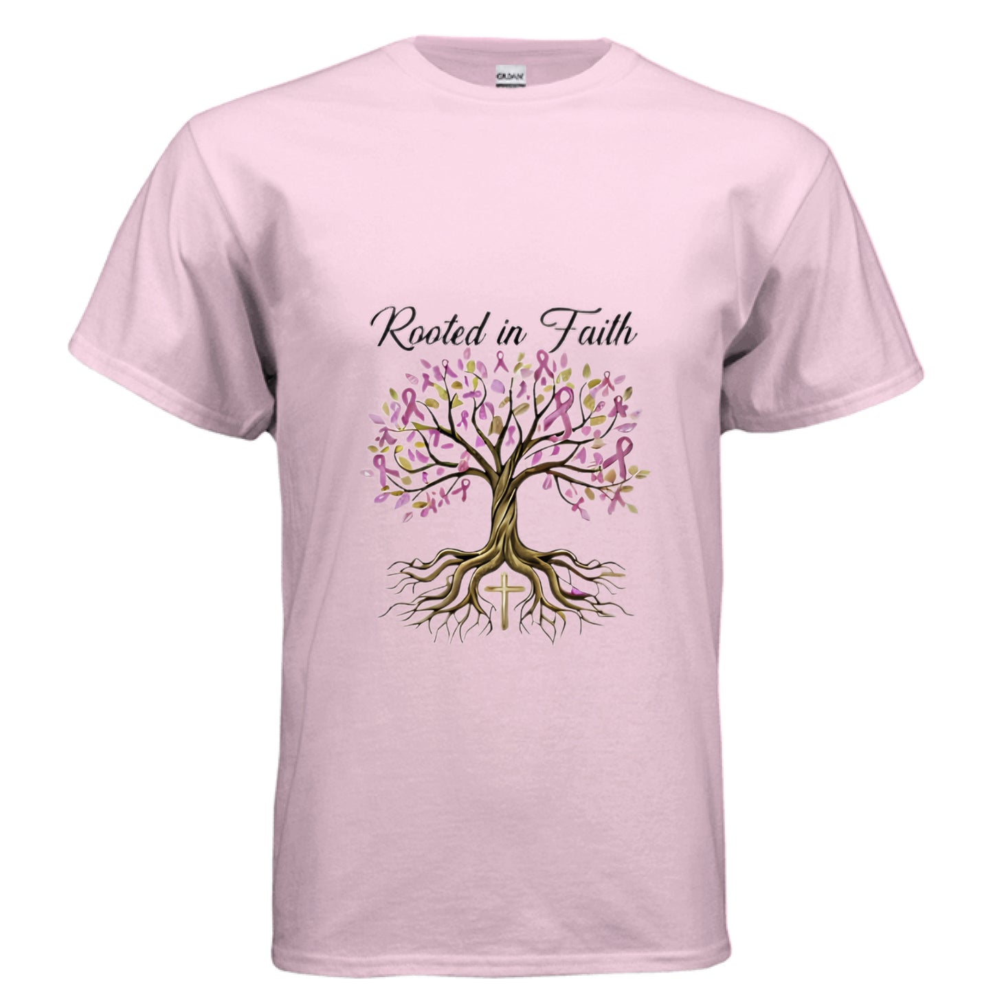 Rooted in Faith (Breast Cancer Awareness) Faith T-Shirt LIGHT PINK Salvation Clothing and Accessories Apparel