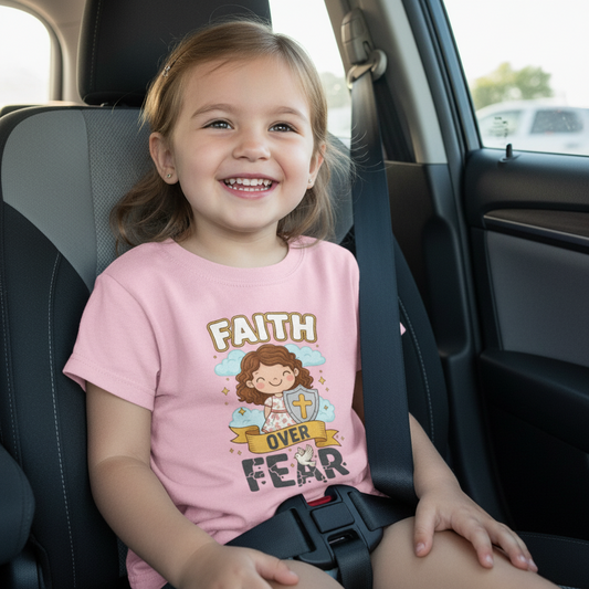 Faith over Fear Christian Girls Toddler T-Shirt Salvation Clothing and Accessories Apparel