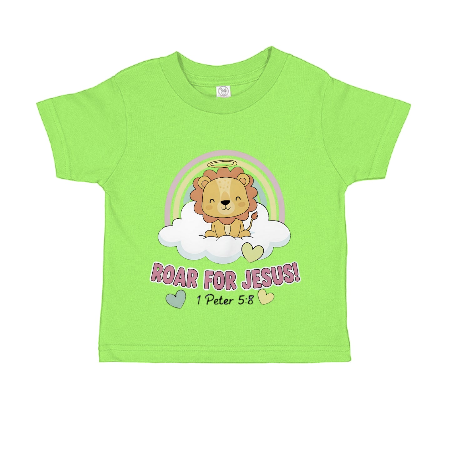 Roar for Jesus 1 Peter 5:8 Toddler Faith T-Shirt KEY LIME Salvation Clothing and Accessories Apparel