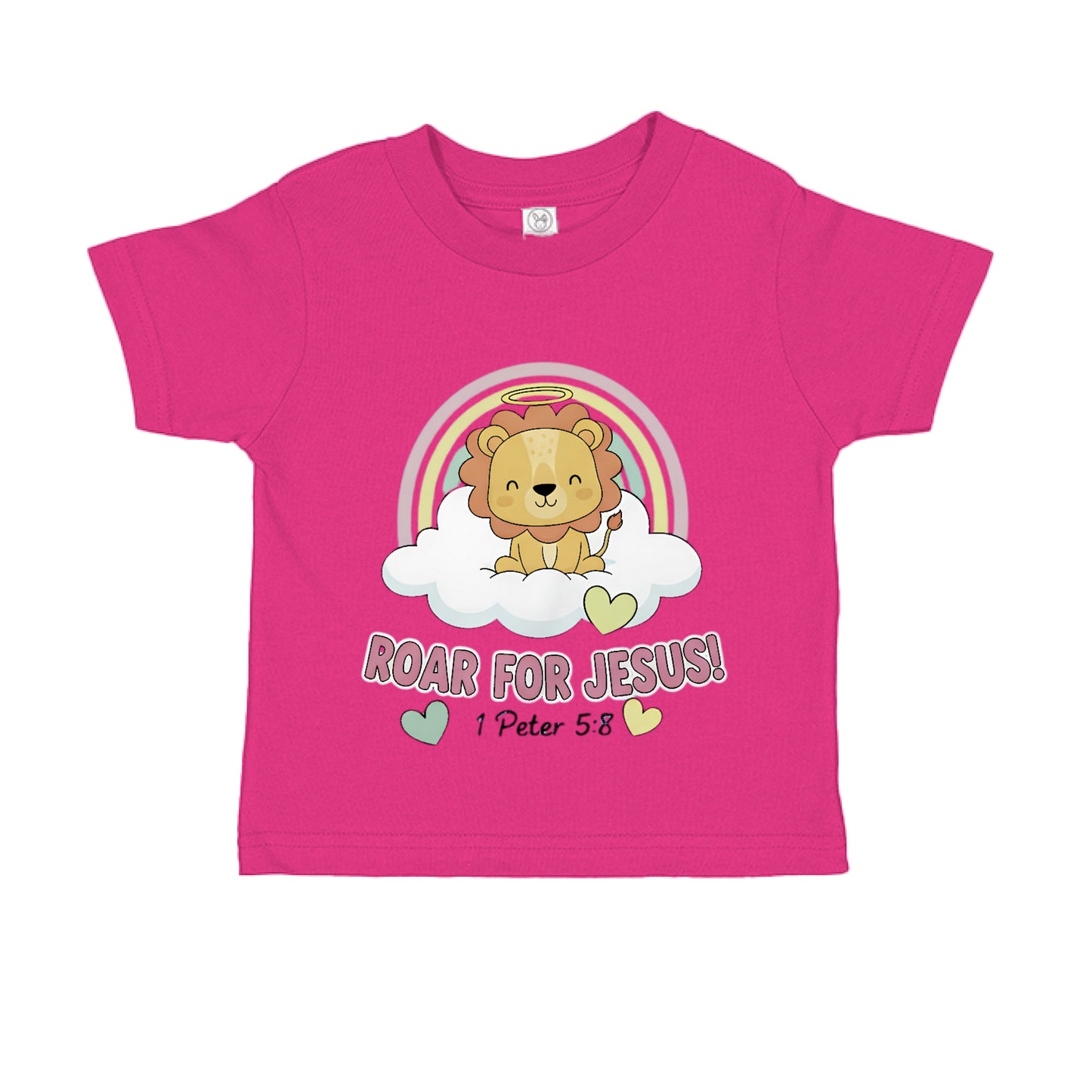 Roar for Jesus 1 Peter 5:8 Toddler Faith T-Shirt HOT PINK Salvation Clothing and Accessories Apparel