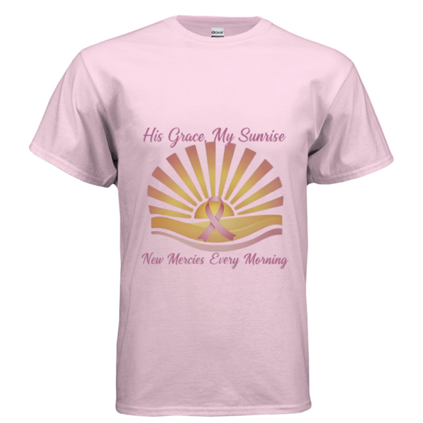 His Grace My Sunrise Faith T-Shirt (Breast Cancer Awareness) LIGHT PINK Salvation Clothing and Accessories Apparel