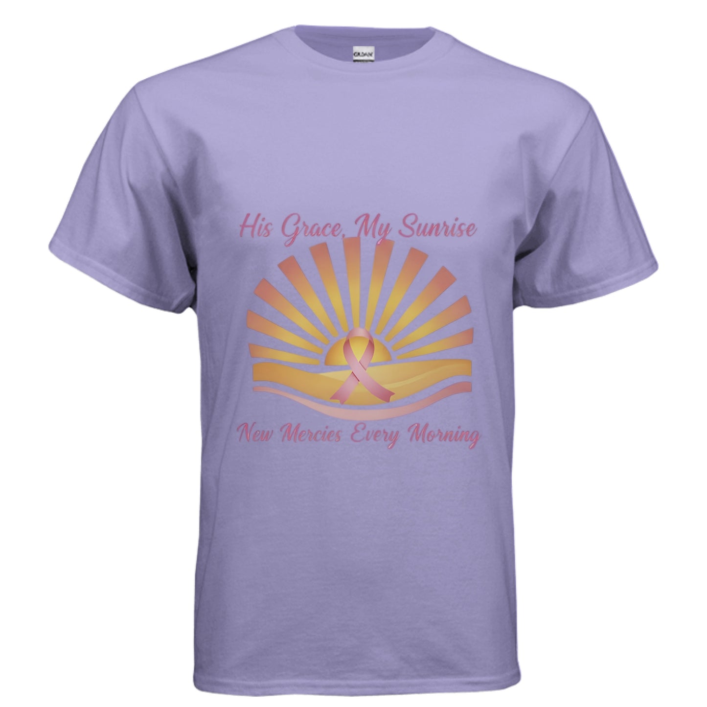 His Grace My Sunrise Faith T-Shirt (Breast Cancer Awareness) VIOLET Salvation Clothing and Accessories Apparel