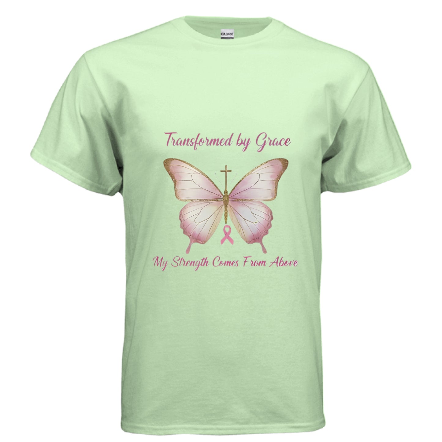 Transformed By Grace Faith T-Shirt(Breast Cancer Awareness) MINT GREEN Salvation Clothing and Accessories Apparel
