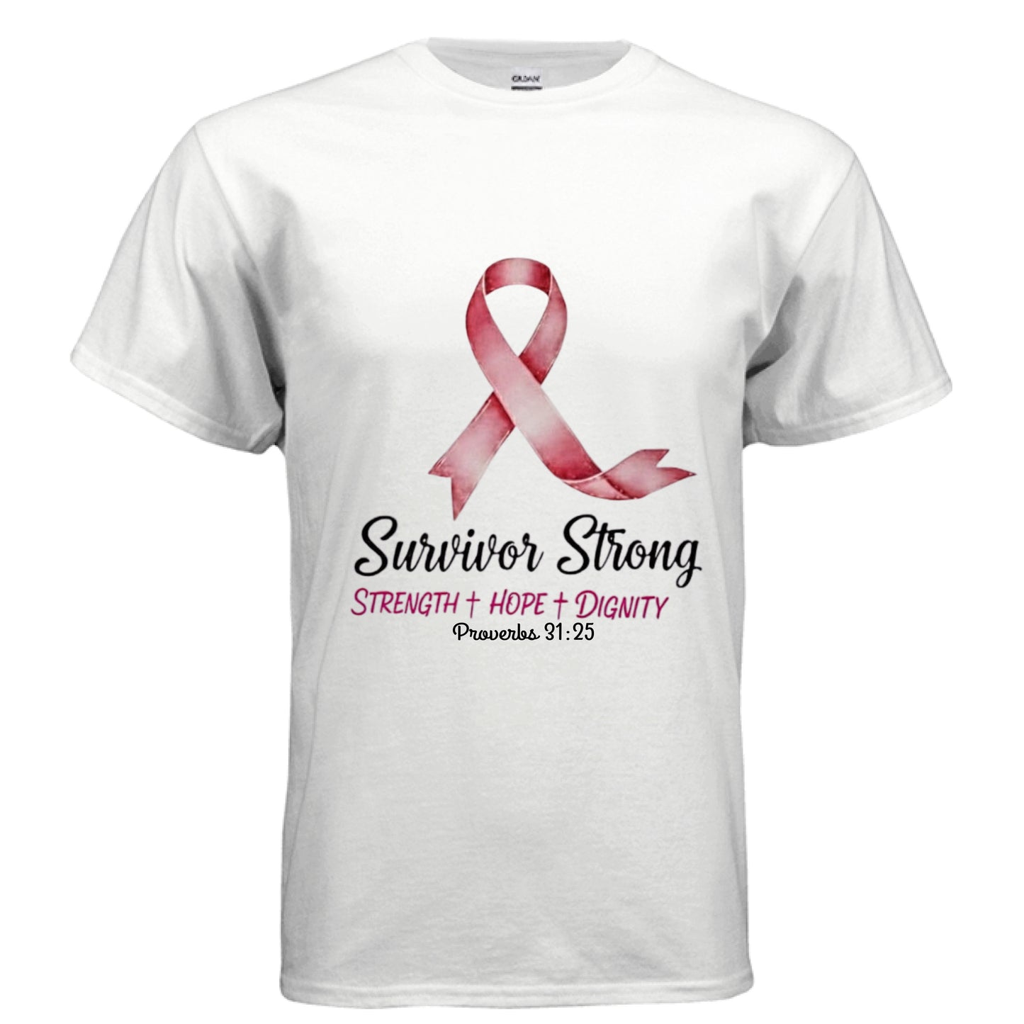 Survivor Strong Faith T-Shirt (Breast Cancer Awareness) Salvation Clothing and Accessories Apparel
