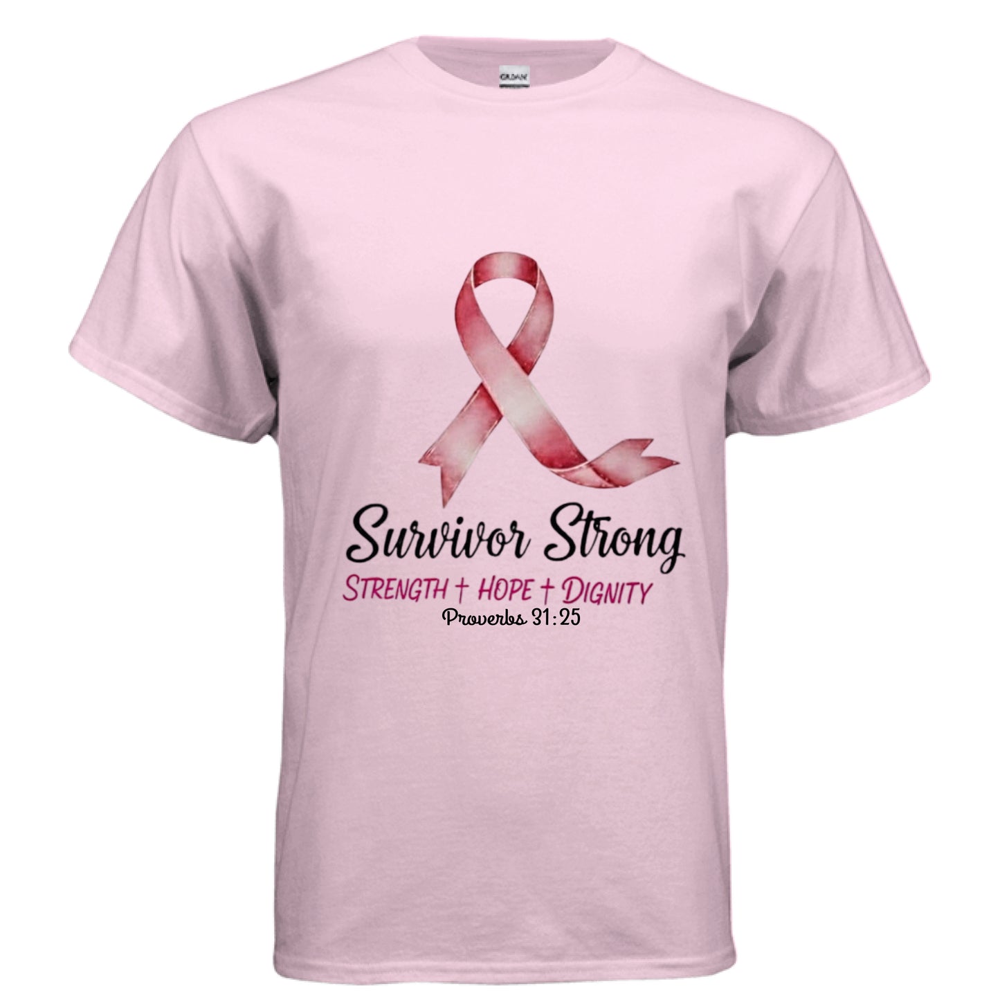 Survivor Strong Faith T-Shirt (Breast Cancer Awareness) Salvation Clothing and Accessories Apparel