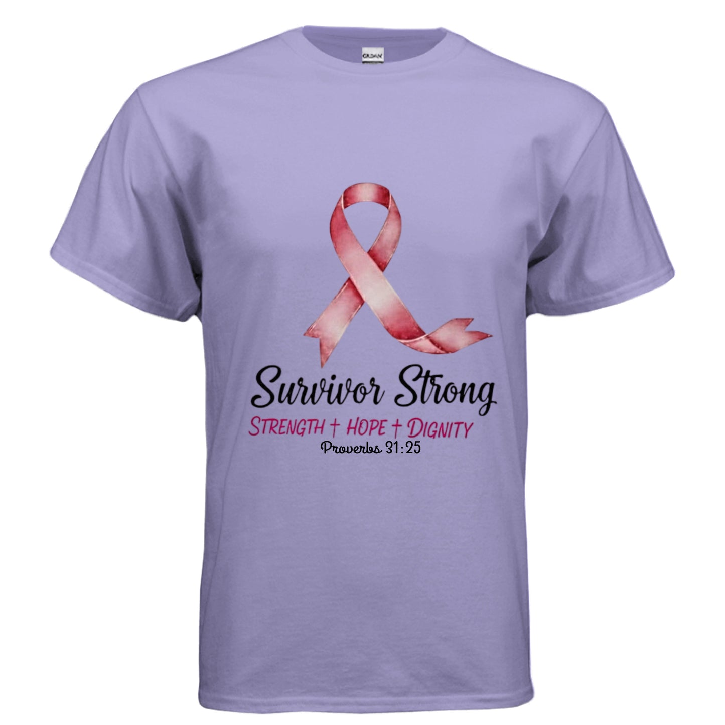 Survivor Strong Faith T-Shirt (Breast Cancer Awareness) VIOLET Salvation Clothing and Accessories Apparel