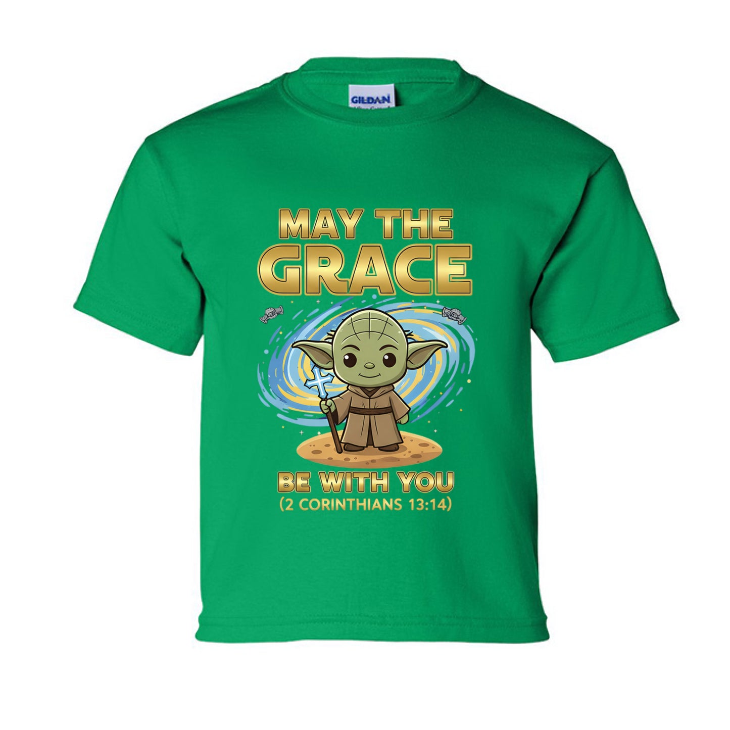 May the Grace be with you Faith Kids T-Shirt IRISH GREEN Salvation Clothing and Accessories Apparel