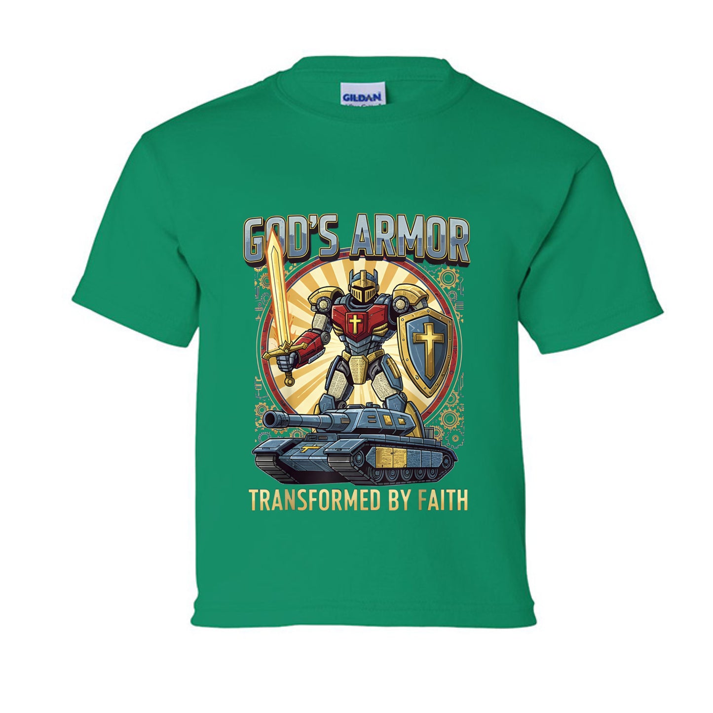 Transformed by Faith Faith kids T-Shirt KELLY GREEN Salvation Clothing and Accessories Apparel