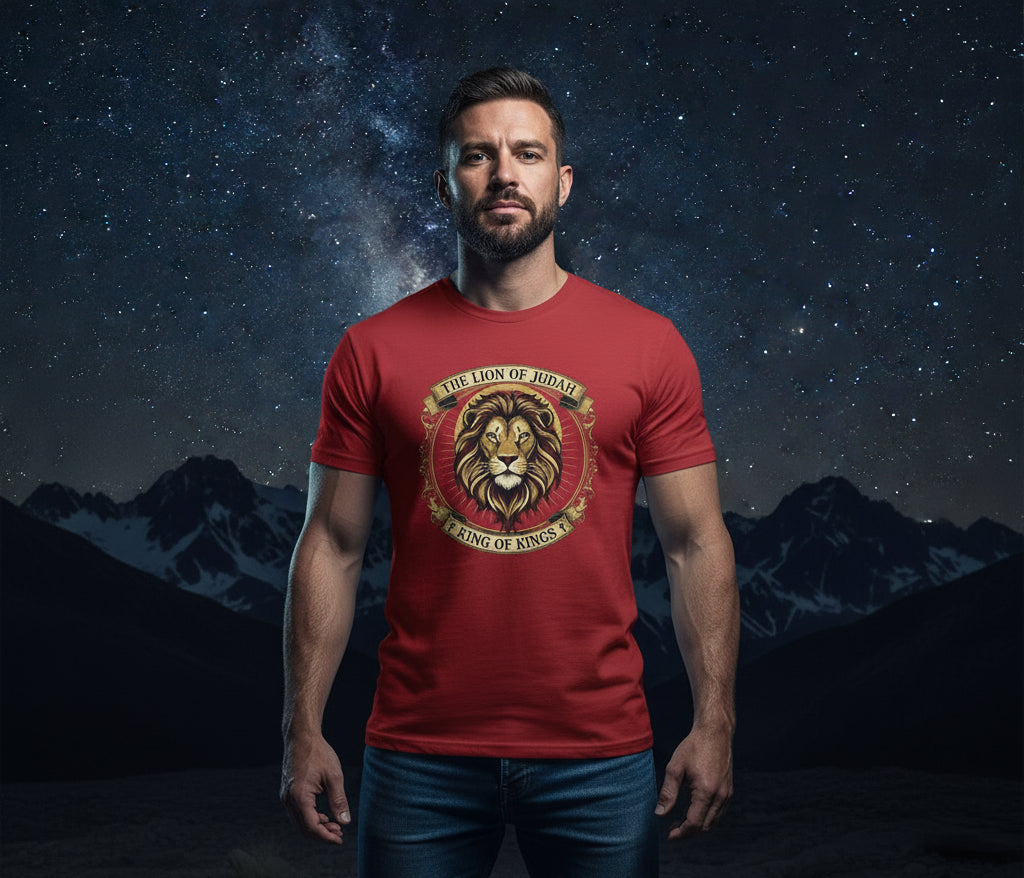 Lion of Judah King of Kings Christian T-Shirt RED Salvation Clothing and Accessories Apparel