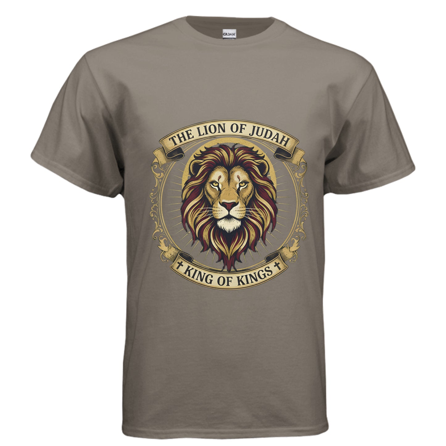 Lion of Judah King of Kings Christian T-Shirt BROWN SAVANA Salvation Clothing and Accessories Apparel