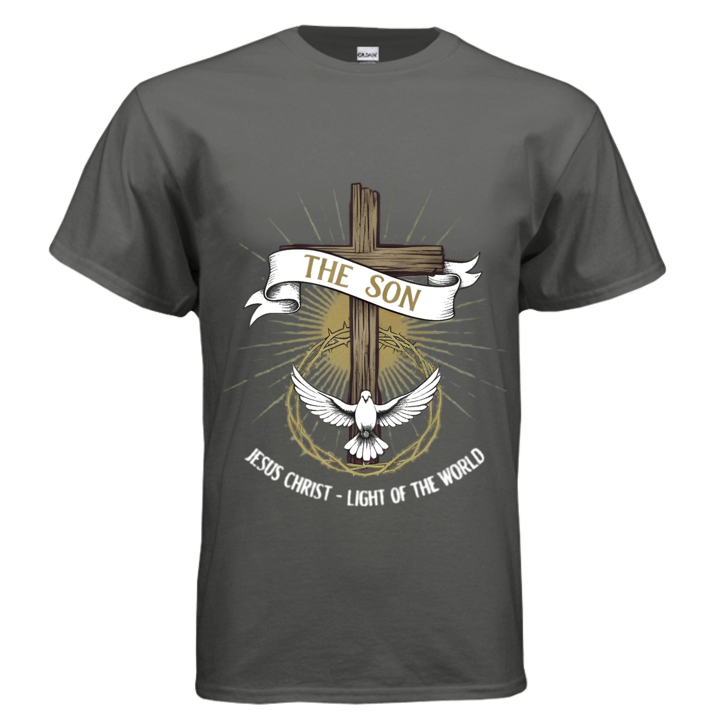 The Son Jesus Christ Light of the World Faith T-Shirt CHARCOAL Salvation Clothing and Accessories Apparel