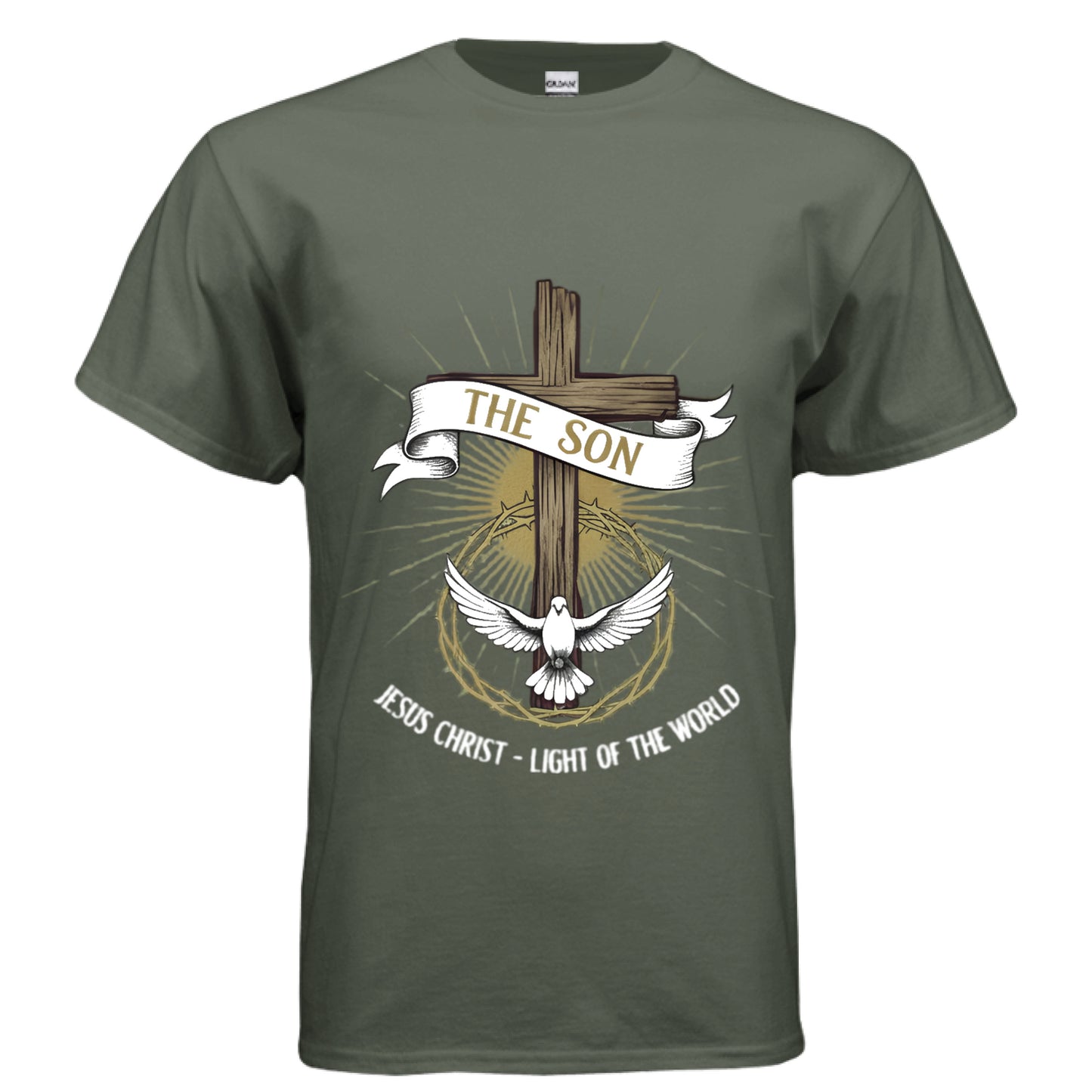 The Son Jesus Christ Light of the World Faith T-Shirt MILITARY GREEN Salvation Clothing and Accessories Apparel