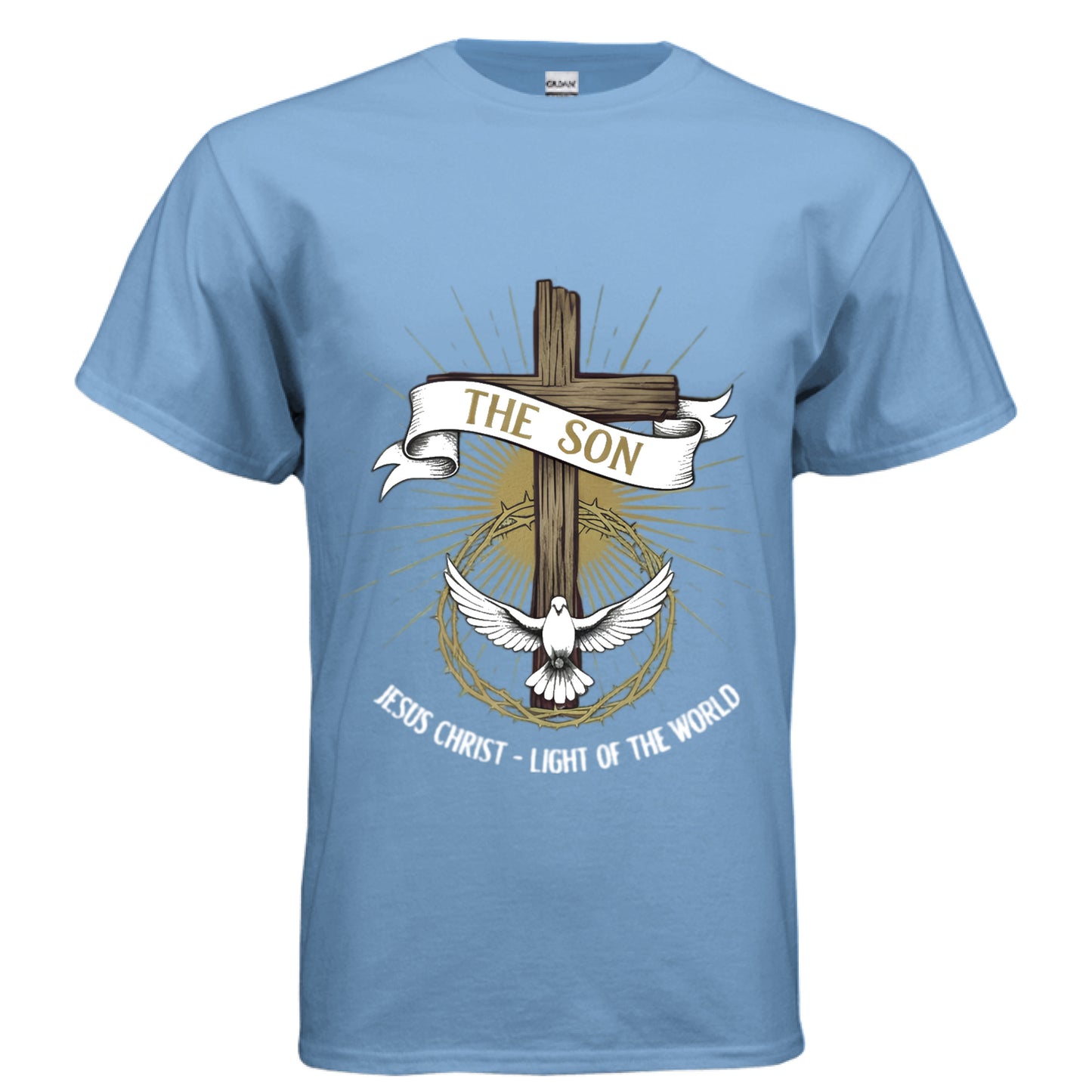 The Son Jesus Christ Light of the World Faith T-Shirt CAROLINA BLUE Salvation Clothing and Accessories Apparel