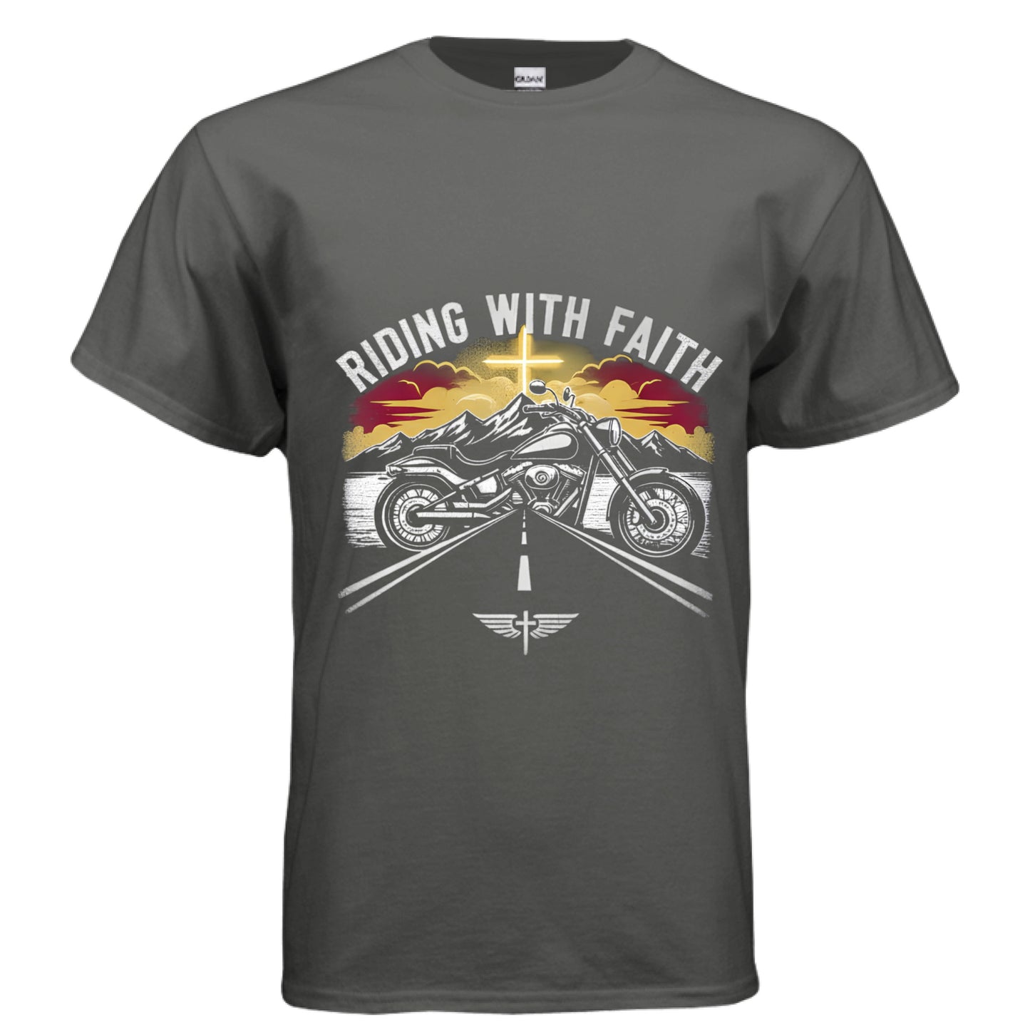 Riding with Faith Motorcycle Faith T-Shirt CHARCOAL Salvation Clothing and Accessories Apparel