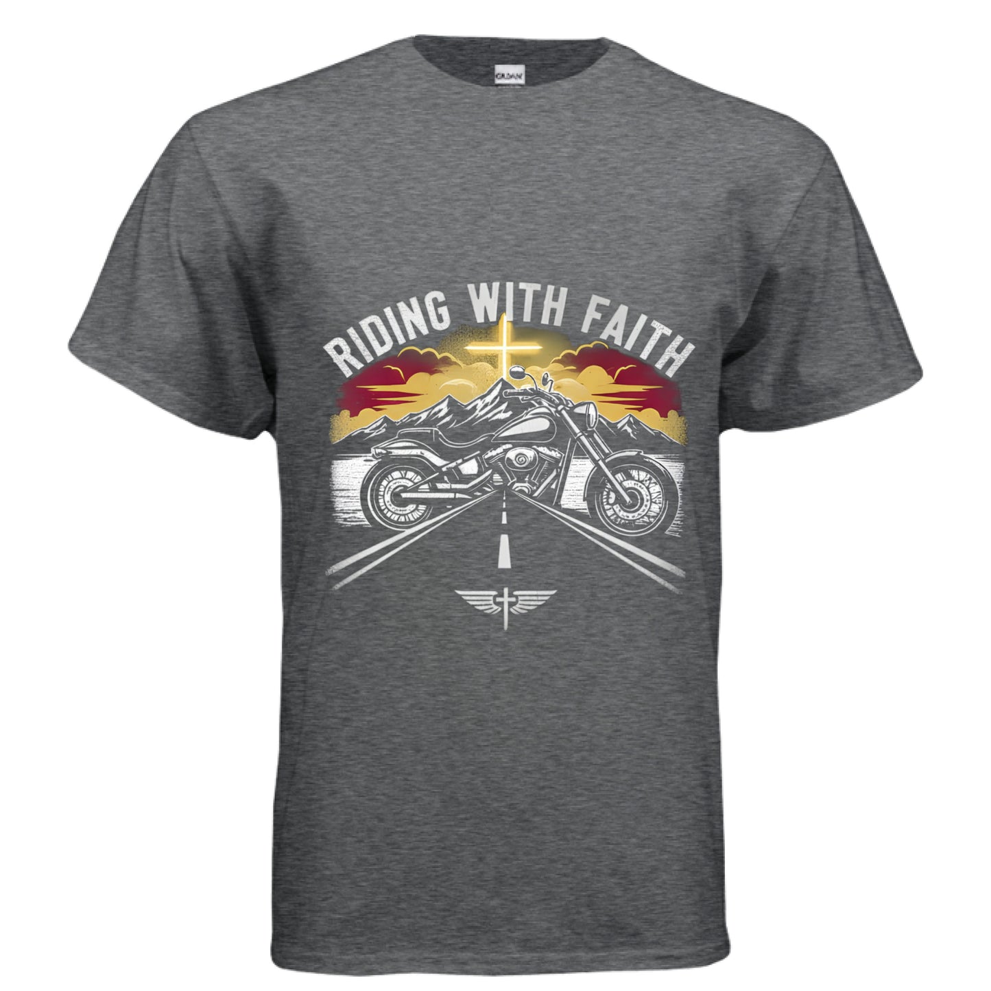 Riding with Faith Motorcycle Faith T-Shirt DARK HEATHER Salvation Clothing and Accessories Apparel