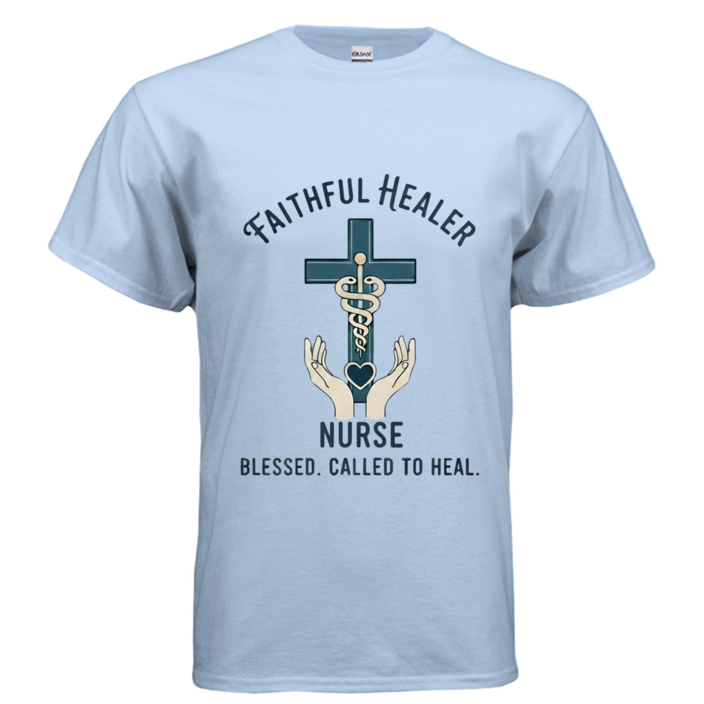Faithful Healer Nurse Faith T-Shirt LIGHT BLUE Salvation Clothing and Accessories Apparel