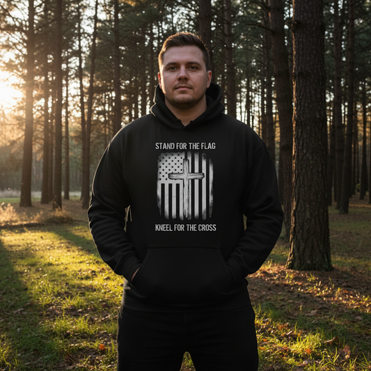 Stand for the Flag Kneel for the Cross Faith Hoodie Salvation Clothing and Accessories Apparel