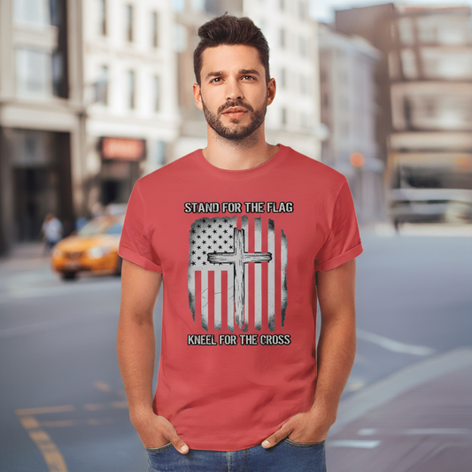 Stand for the Flag Kneel for the Cross Faith T-Shirt Salvation Clothing and Accessories Apparel