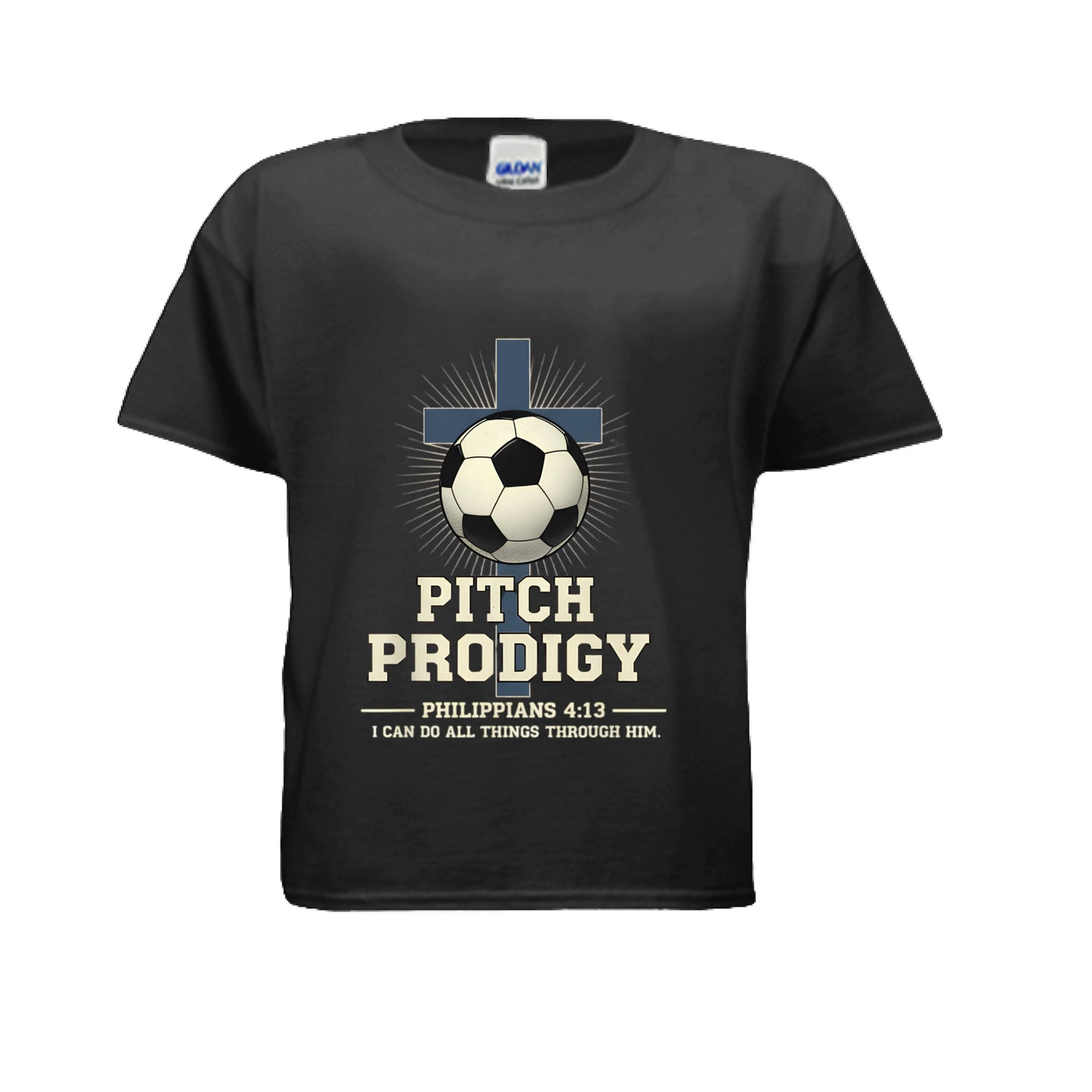 Pitch Prodigy Philippians 4:13 Kids Faith T-Shirt BLACK Salvation Clothing and Accessories Apparel