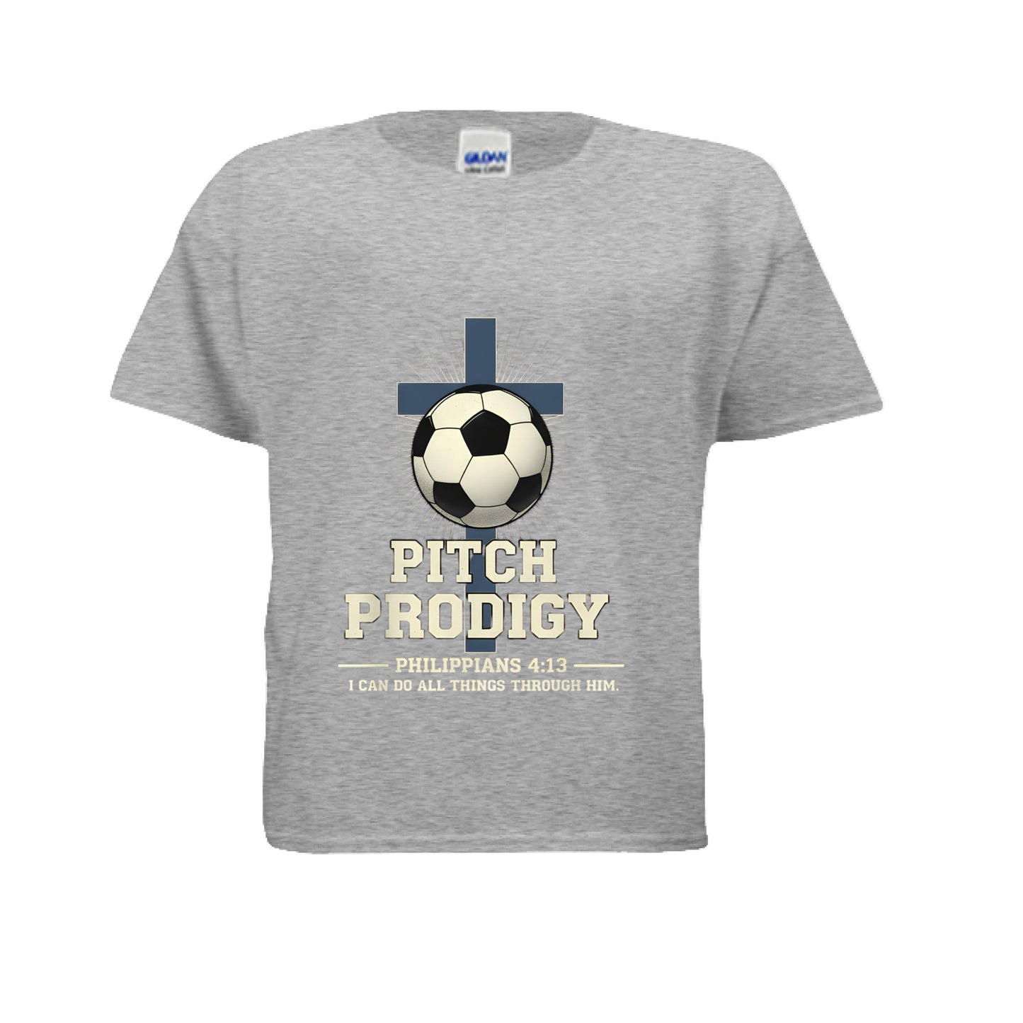 Pitch Prodigy Philippians 4:13 Kids Faith T-Shirt SPORT GREY Salvation Clothing and Accessories Apparel