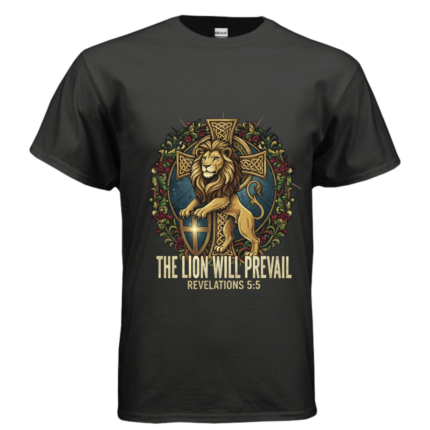 The Lion Will Prevail Revelations 5:5 Faith T-Shirt BLACK Salvation Clothing and Accessories Apparel