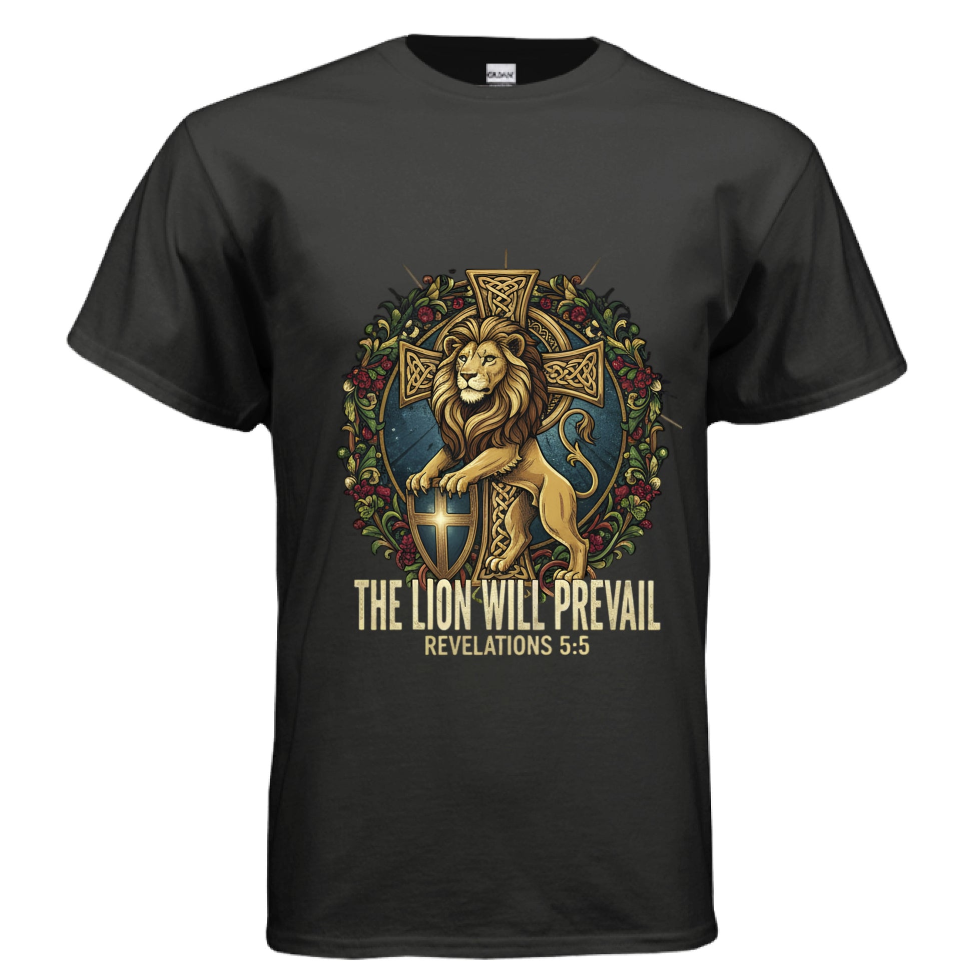 The Lion Will Prevail Revelations 5:5 Faith T-Shirt BLACK Salvation Clothing and Accessories Apparel