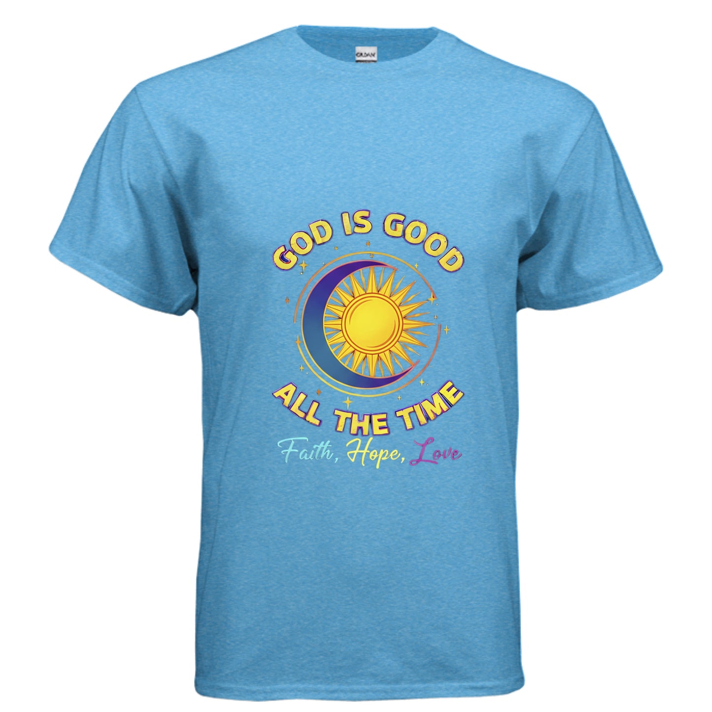 God is good all the time Faith T-Shirt HEATHER SAPPHIRE Salvation Clothing and Accessories Apparel