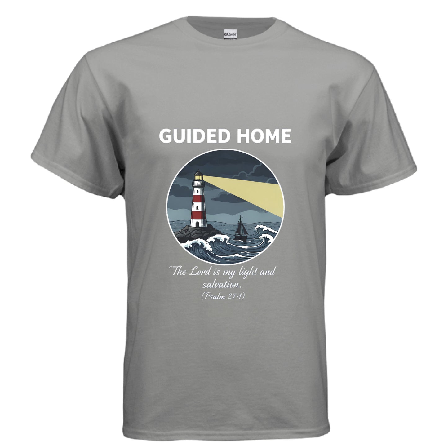 Guided Home Psalm 27:1 Faith T-Shirt GRAVEL Salvation Clothing and Accessories Apparel