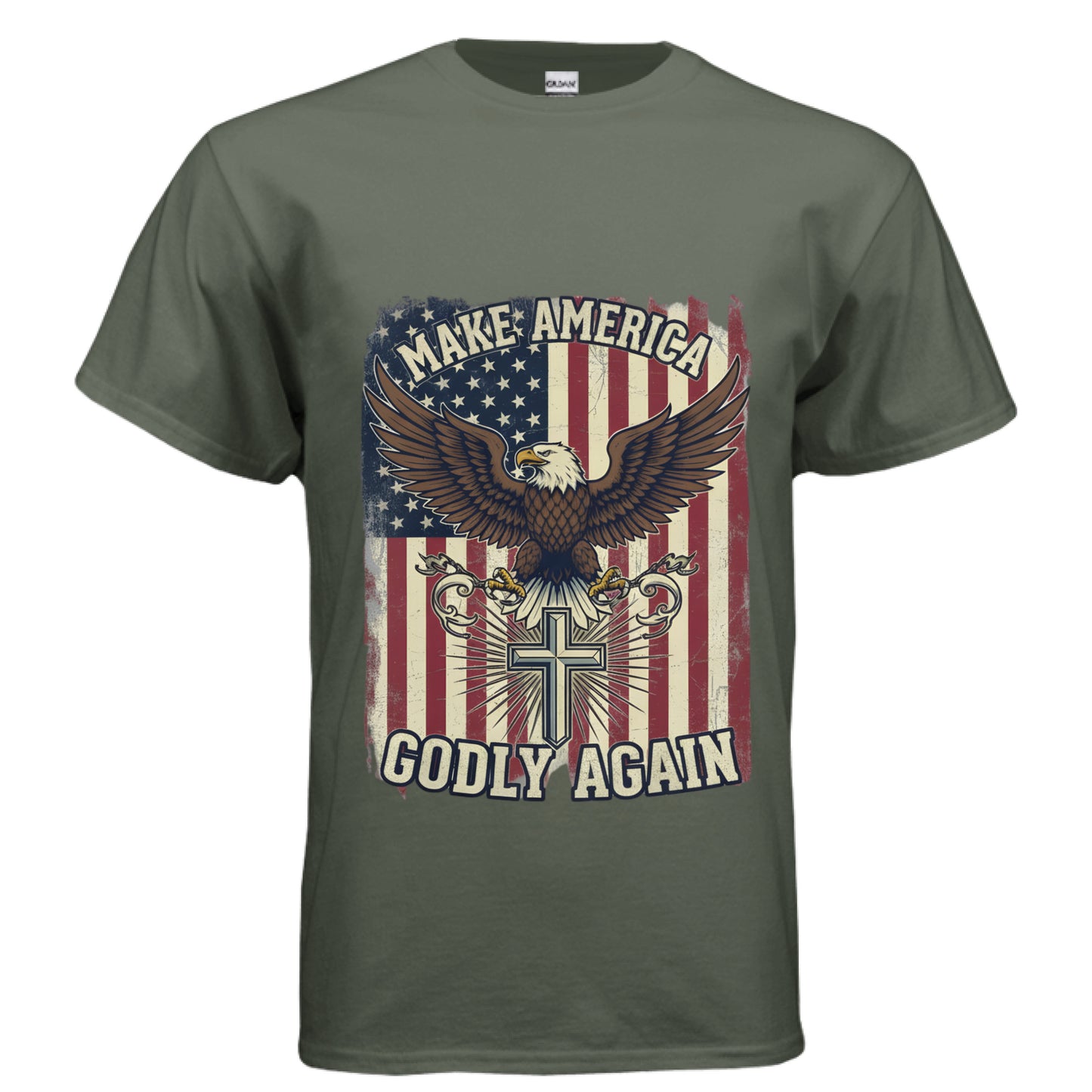 Make America Godly Again MAGA Faith T-Shirt MILITARY GREEN Salvation Clothing and Accessories Apparel