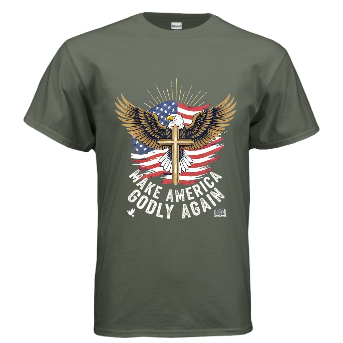 Make America Godly Again MAGA Faith T-Shirt MILITARY GREEN Salvation Clothing and Accessories Apparel