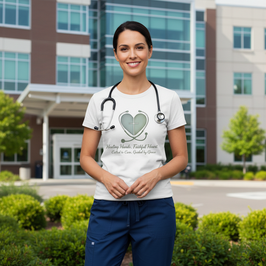 Healing Hands Nursing Christian T-Shirt Salvation Clothing and Accessories Apparel