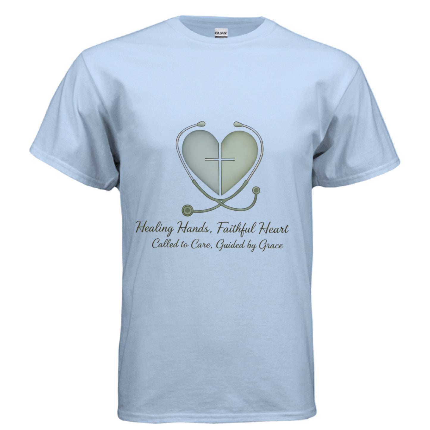 Healing Hands Nursing Faith T-Shirt LIGHT BLUE Salvation Clothing and Accessories Apparel