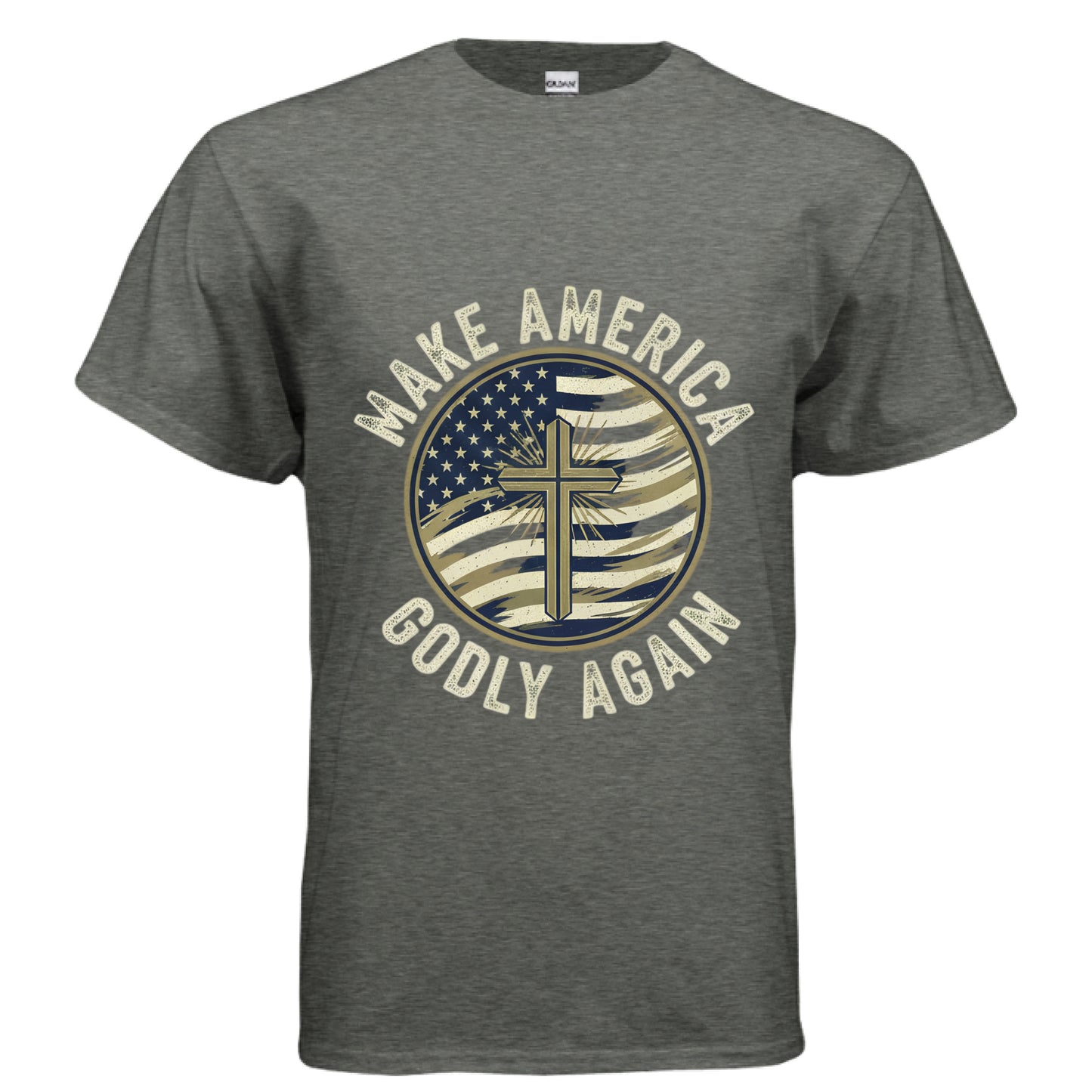 Make America Godly Again MAGA Faith T-Shirt HEATHER MILITARY GREEN Salvation Clothing and Accessories Apparel