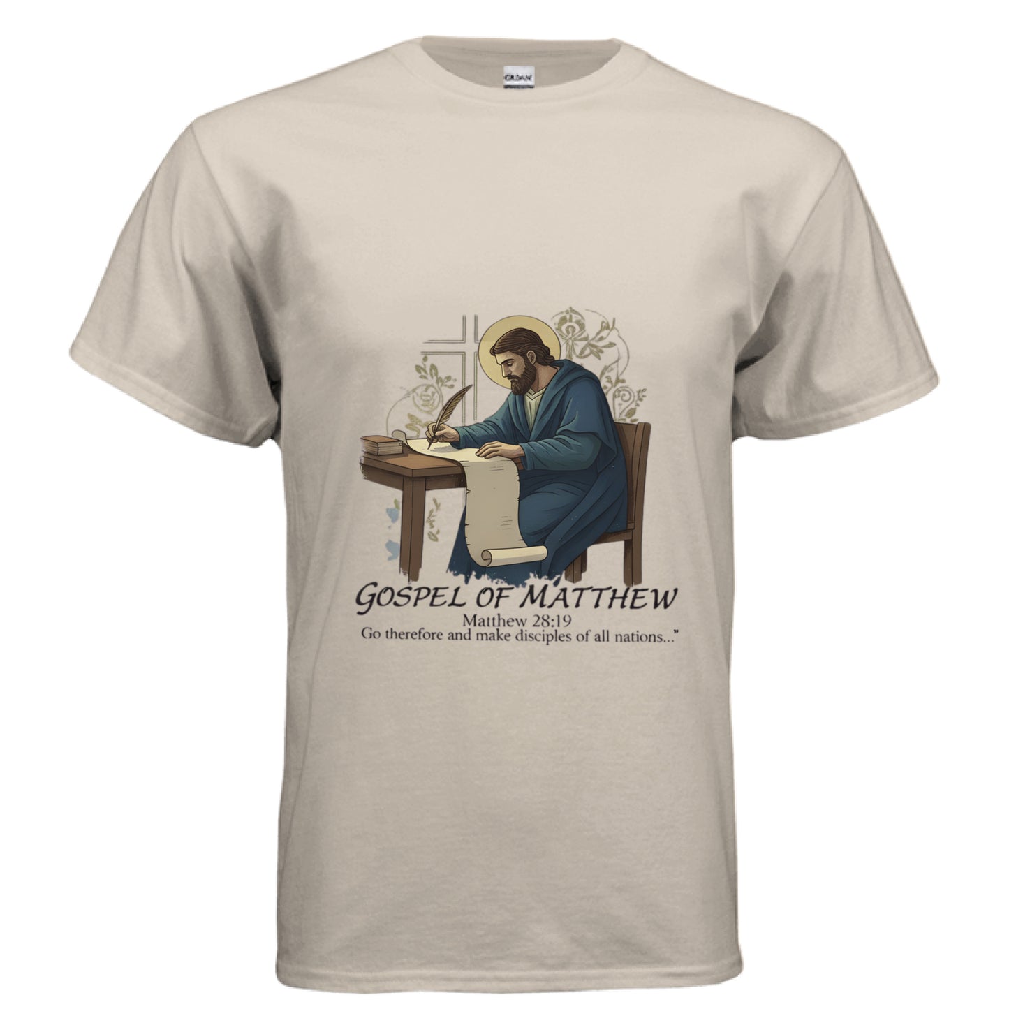 Gospel of Matthew 28:19 Faith T-Shirt SAND Salvation Clothing and Accessories Apparel